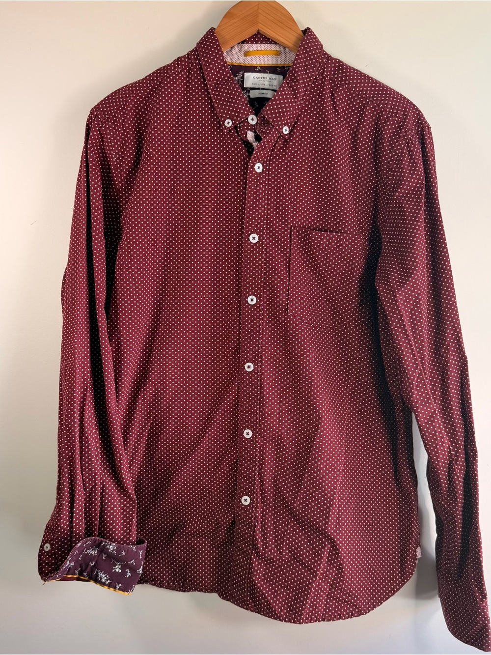 Cactus Man Ricky Singh Burgundy Microdot Button-Up Shirt